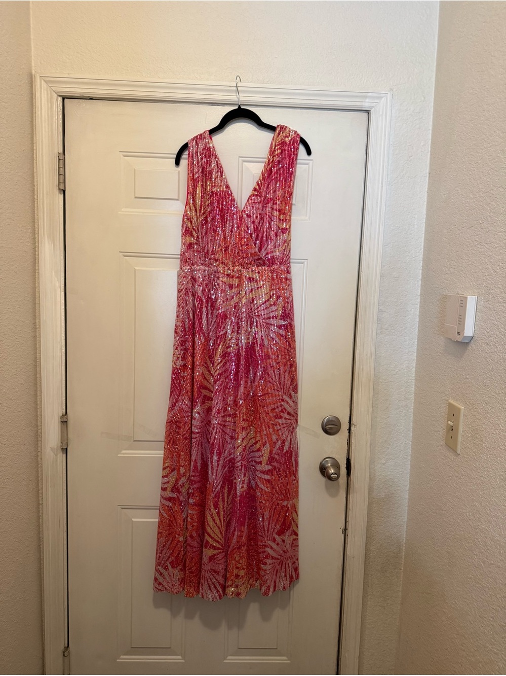 Boston Proper Pink Tropical V-Neck Maxi Dress